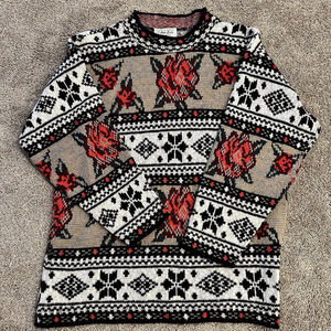 Vintage Colter Bay International Knitted Sweater Womens Large Floral Rose